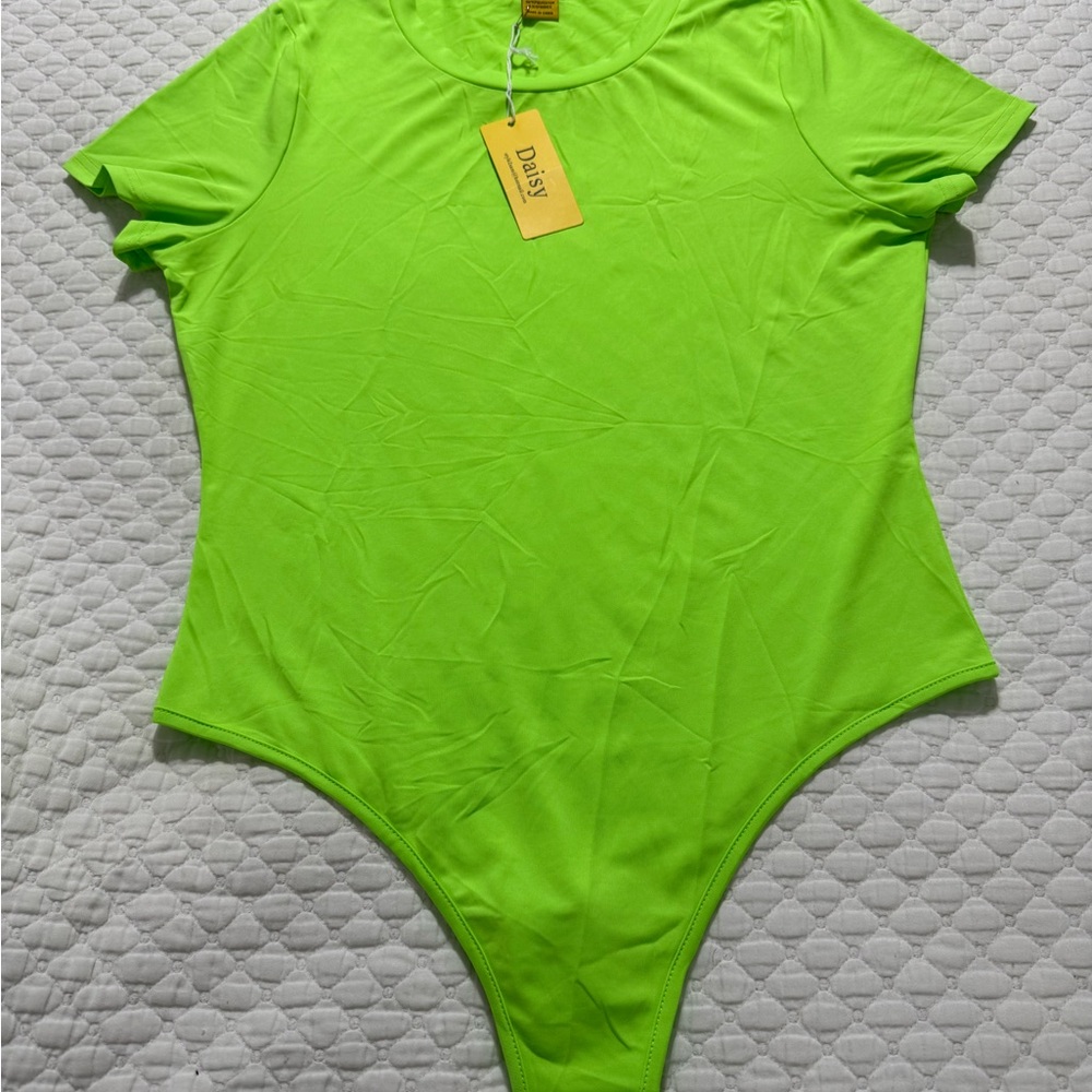 Daisy Plus Size Neon Green Bodysuit